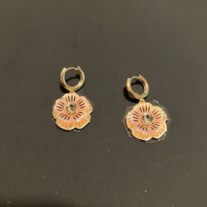 Coach Resin Flower drop earrings, gold tone back